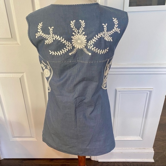 Tory Burch Calita Embroidered Chambray Mini Dress - Picture 5 of 9